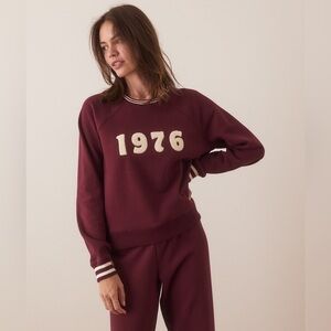Marine Layer Anytime Burgundy Crew Neck 1976 Sweatshirt Size Medium